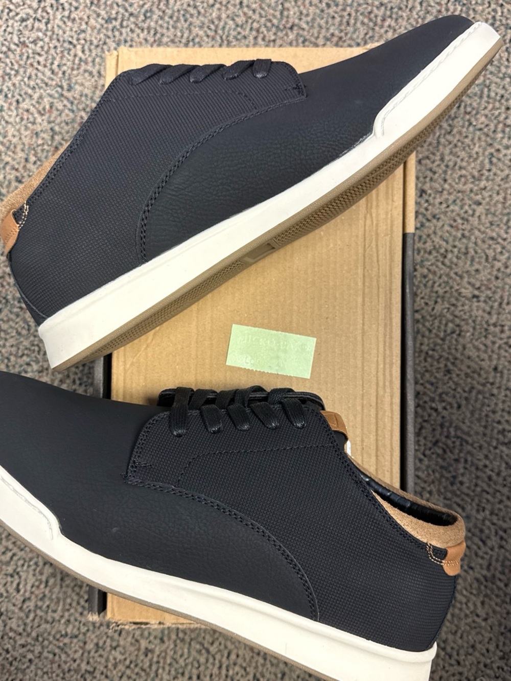 Vance Co. Aydon Black Casual Slip-On Style Sneakers with Tan Heel Accent